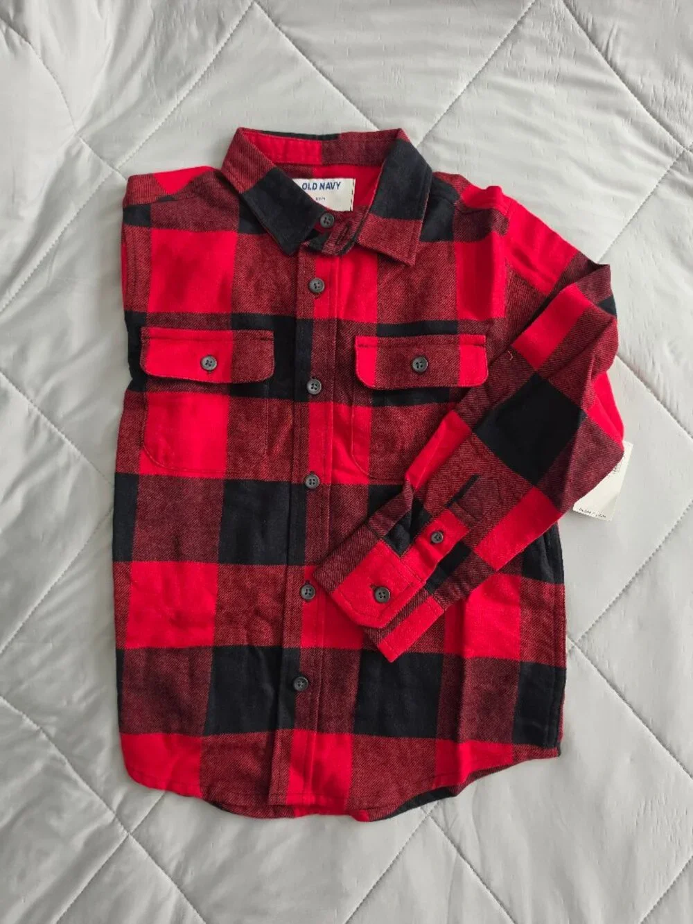 Old Navy Kids Red Buffalo Button Up Button Down Flannel Shirt Size Small